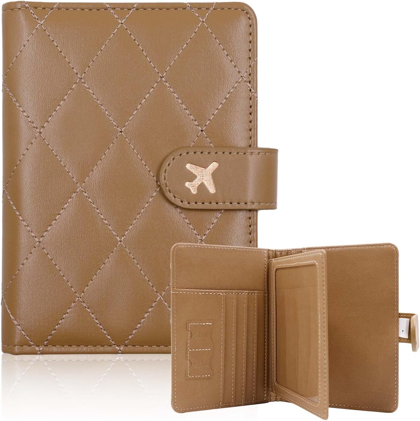 Melsbrinna Rfid Passport Holder for Travel women/Men, Cute Passport Wallet Rfid Blocking Card Slots, Rfid Passport Cover/CaseTravel Wallet, Passport Book Holder (1, LG KHAKI)