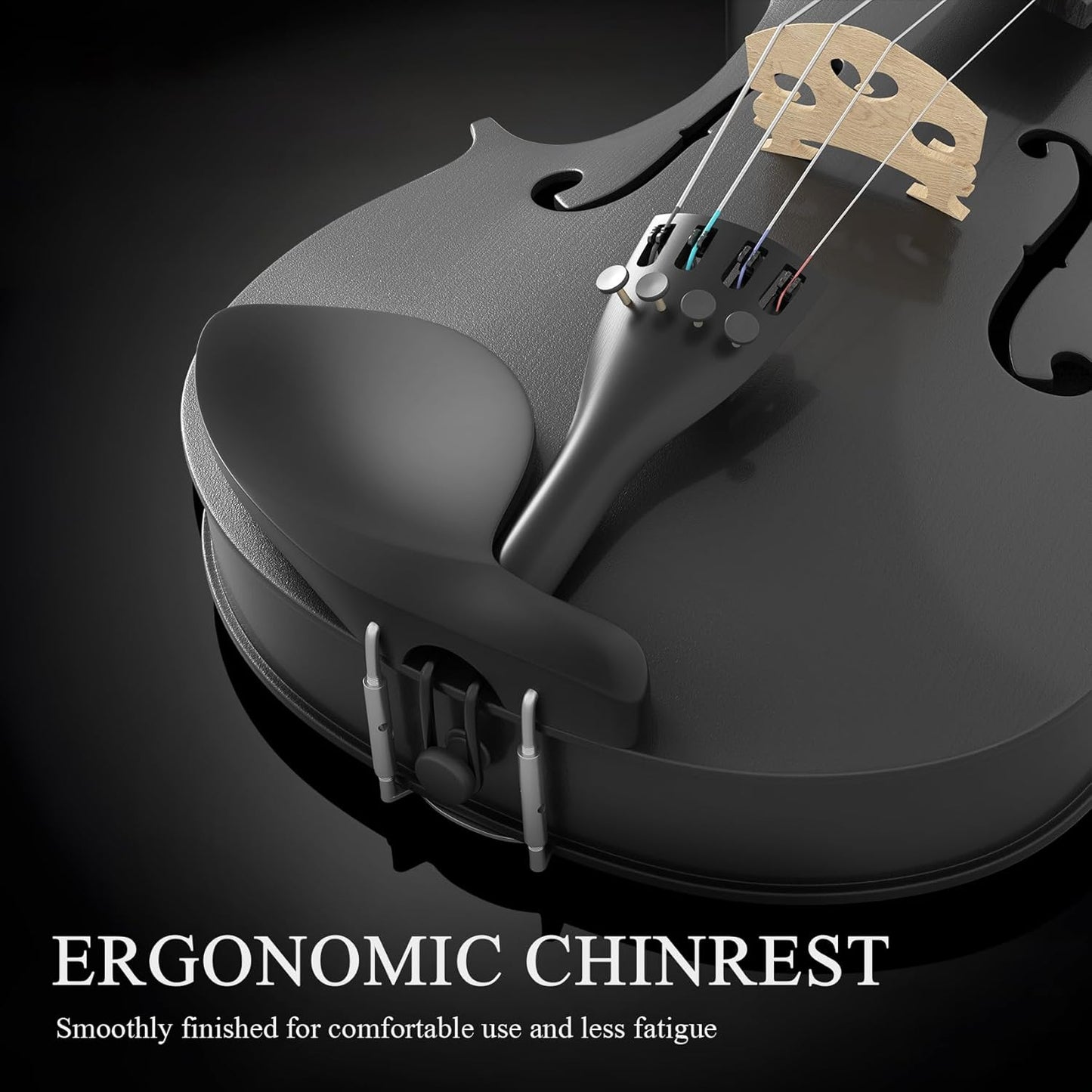 Beginner Violin 4/4, Full Size Violin for Adults, Teens, Student, Acoustic Fiddle Kit with Hard Case, Bow, Rosin, Bridge, Learners Age 12+ (Black)