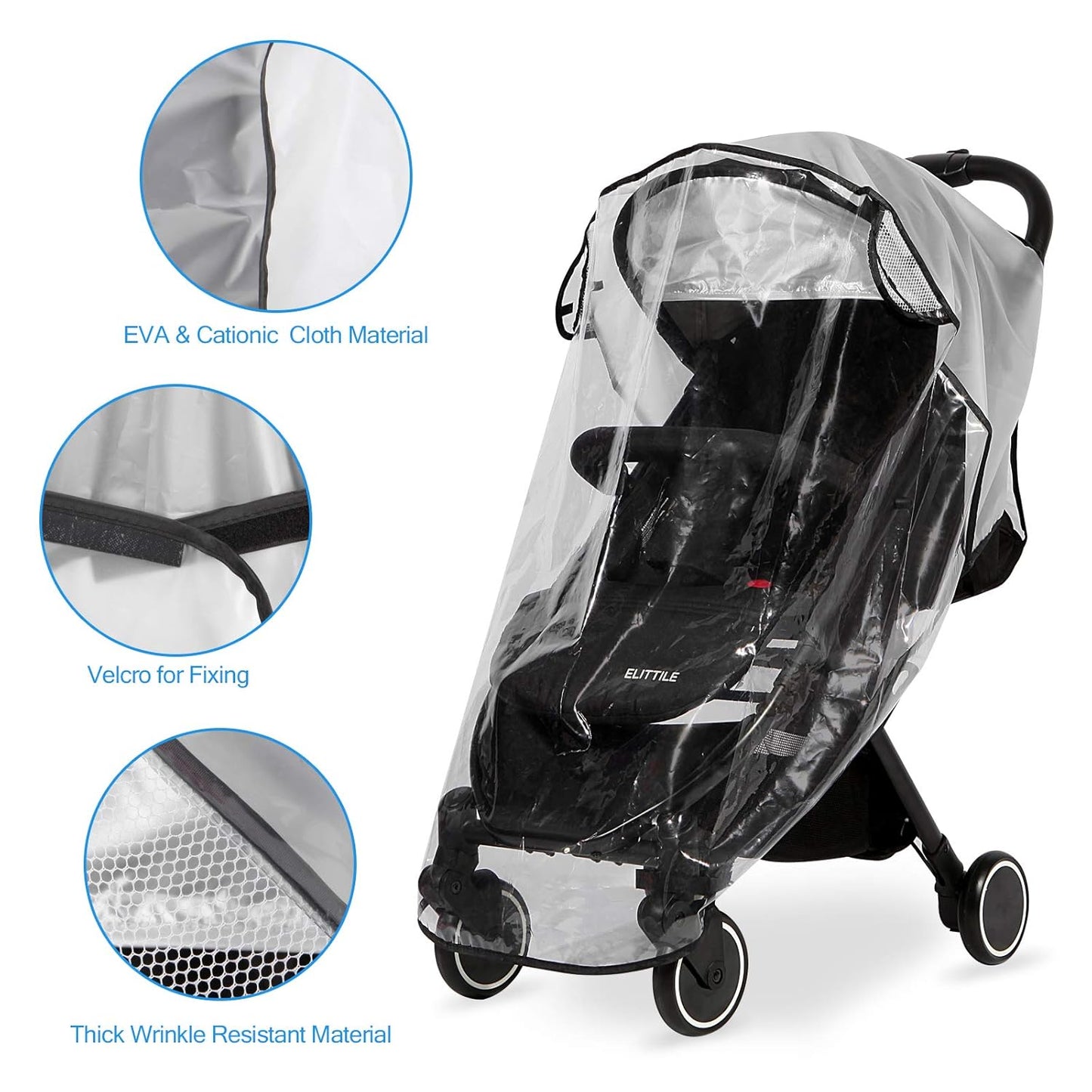 Clear Stroller Rain Cover, Universal Travel Weather Shield Breathable Baby Stroller Rain Cover for Windproof, Waterproof, Protect from Sun Dust Snow