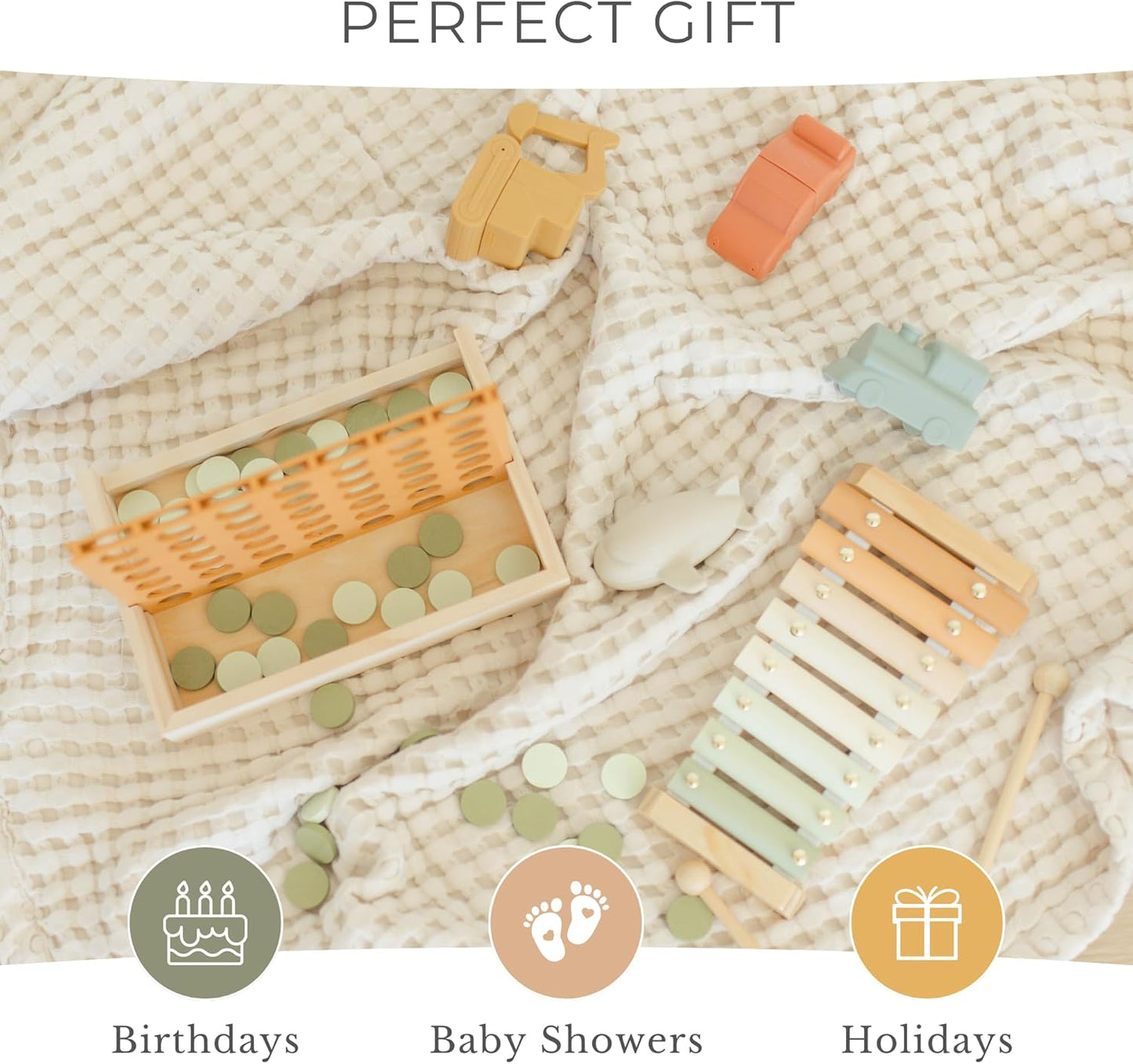 Xylophone, Montessori Musical Toy for Toddlers and Young Kids with a Modern Boho Aesthetic, Perfect in a Nursery, Playroom or as a Gender Neutral Baby and Birthday Gift