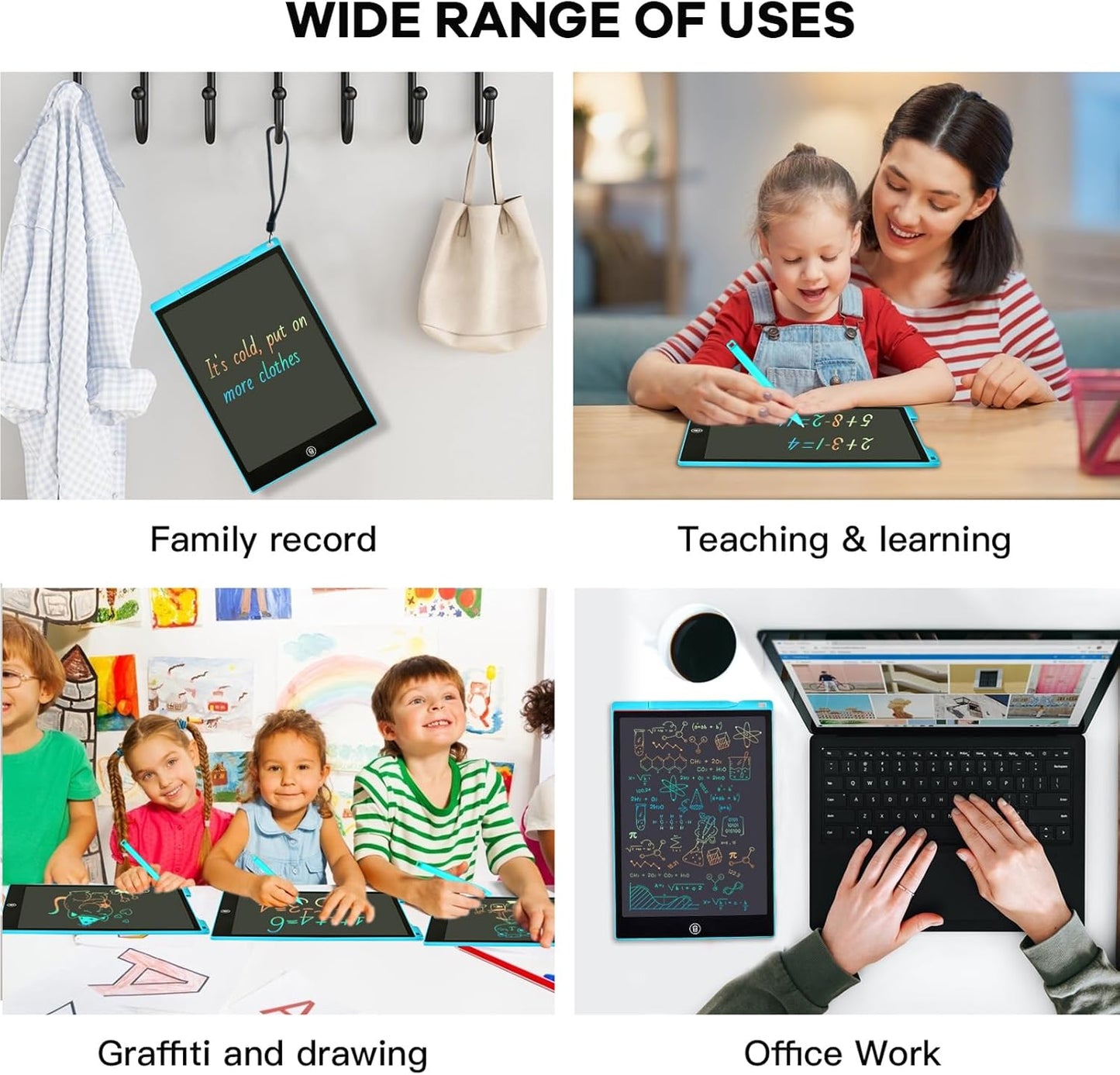 2 Pack LCD Writing Tablet, 12 inch Colorful Toddler Drawing Pad Doodle Board, Erasable Educational Toy Christmas Birthday Gift for 3 4 5 6 7 Year Old