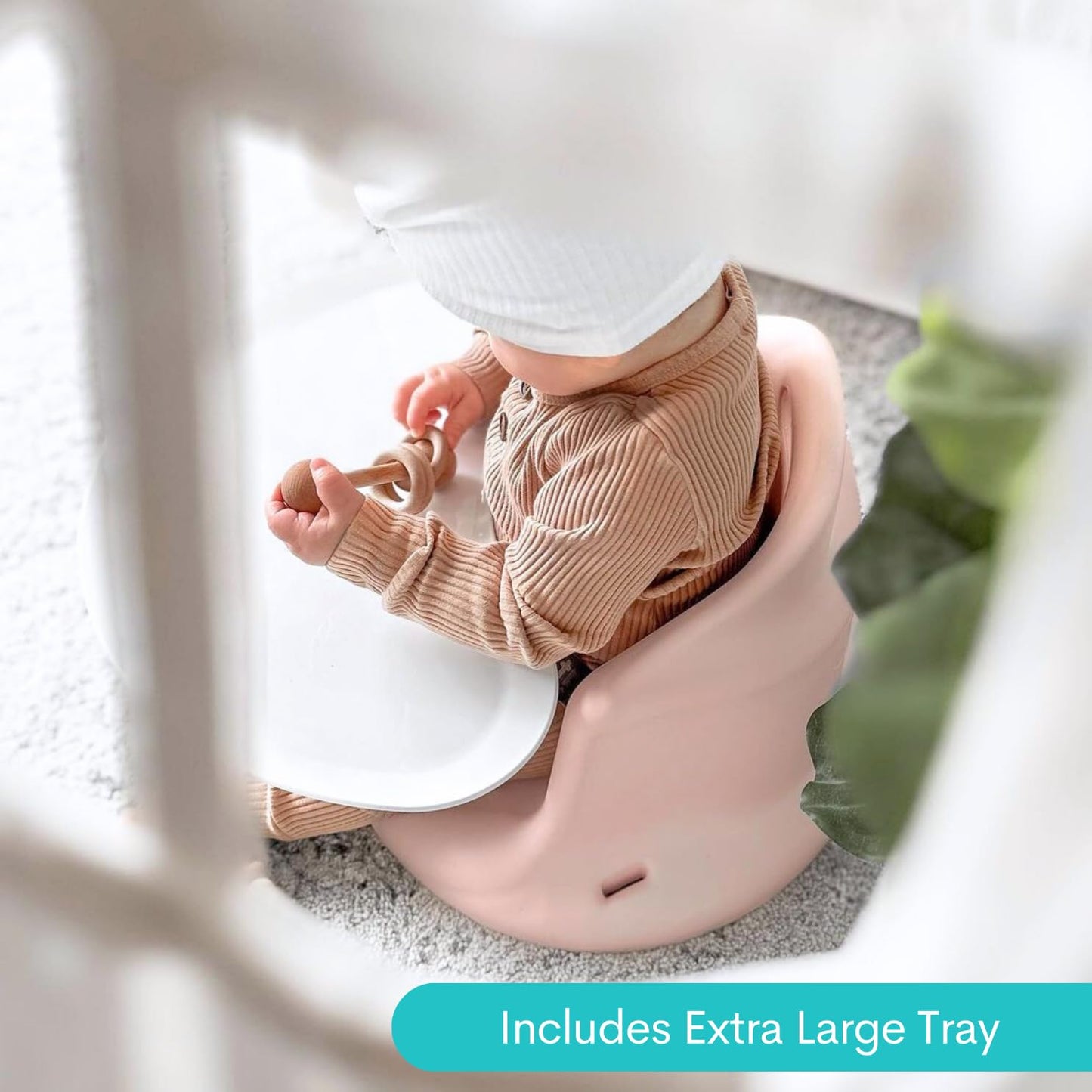 Upseat – The Original Ergonomic Baby Floor & Booster Seat with Tray, Developed with Physical Therapists for Upright Posture & Healthy Hip Development, 4–24 Months, Dishwasher-Safe Extra-Large Tray