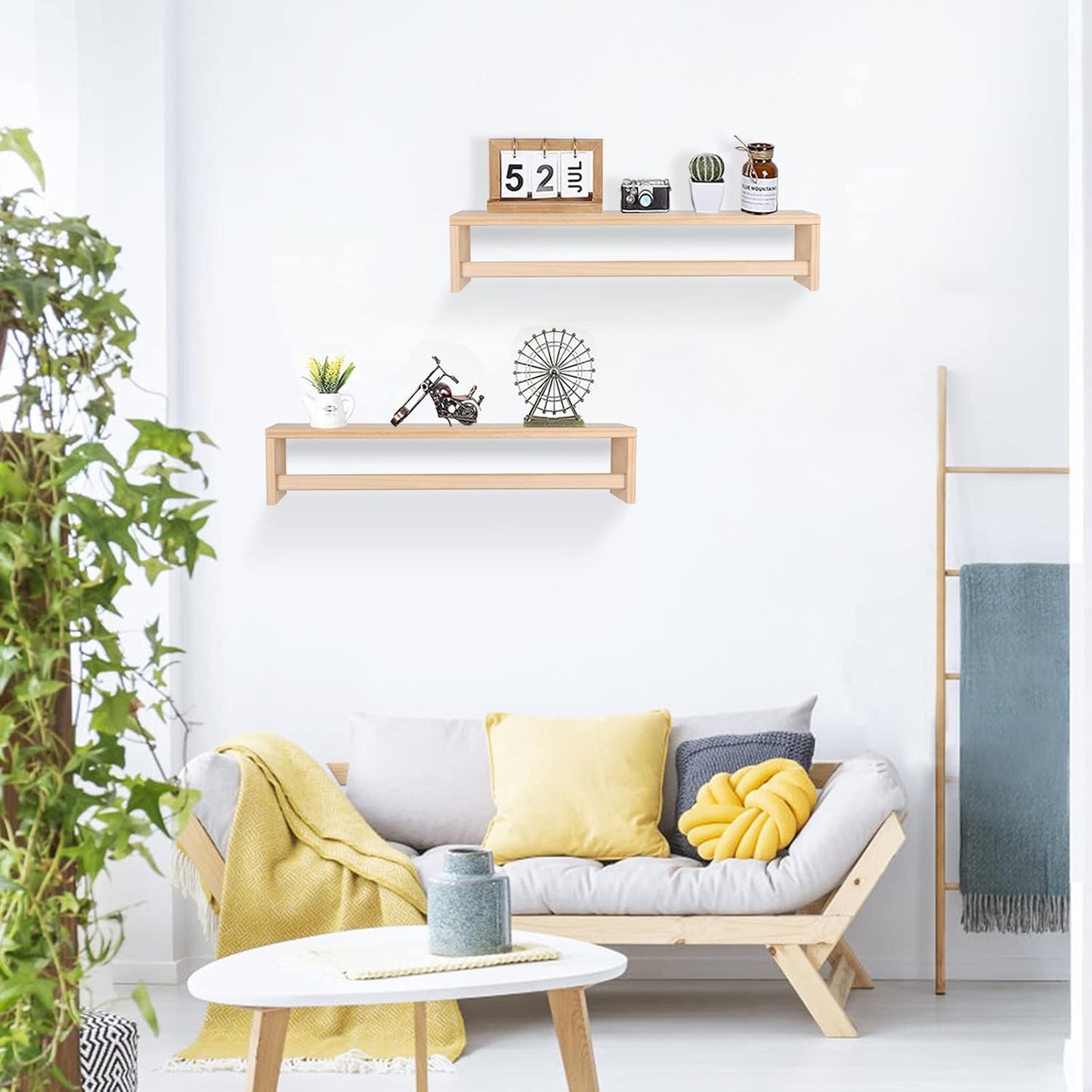 Gneric Floating Shelves for Wall, 23.6 inch Burlywood Nursery Book Shelves, Wall Shelves for Living Room Bedroom Decor,Kitchen Spice Rack,Bathroom Storage Rack(2 Pack)