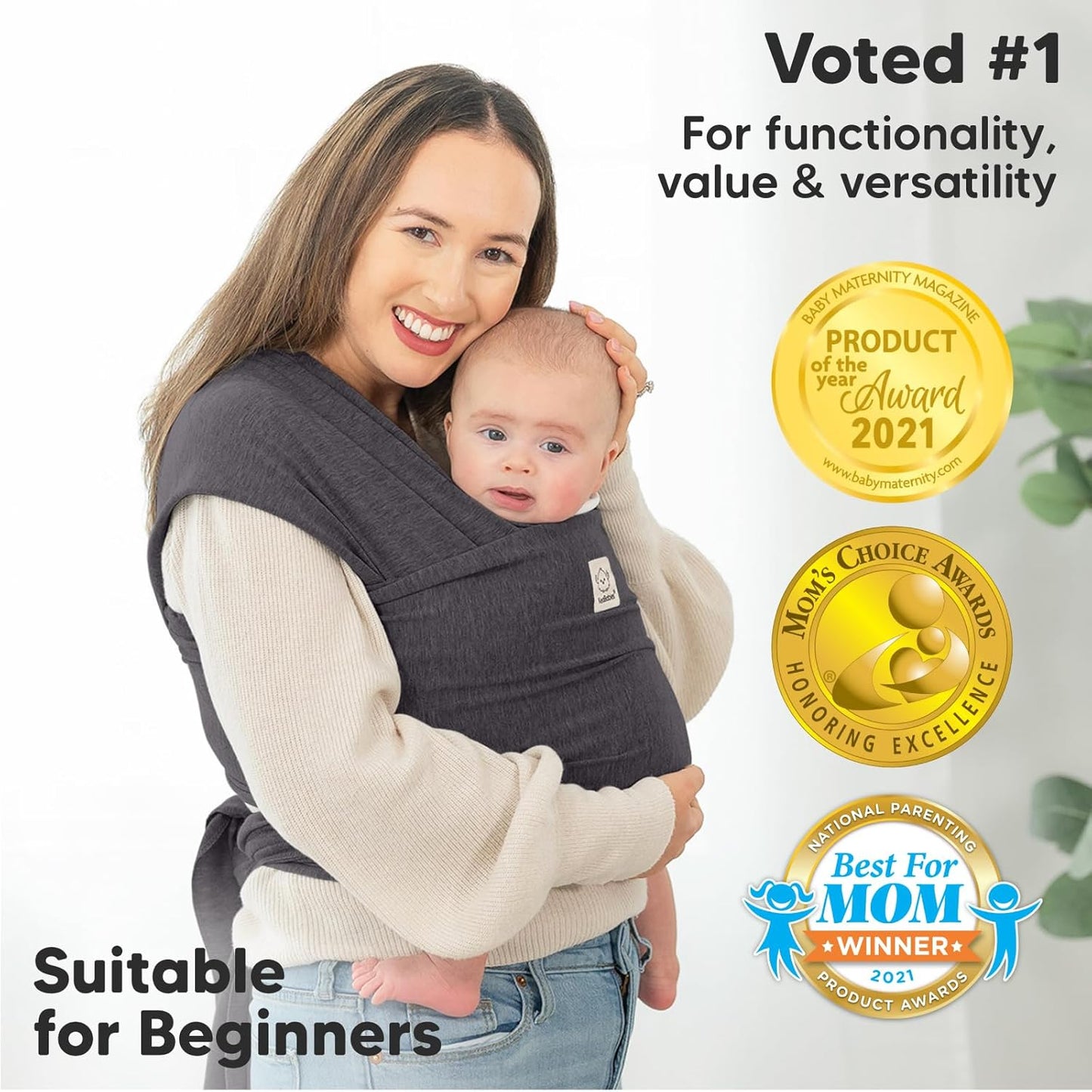KeaBabies Baby Wrap Carrier - All in 1 Original Baby Carrier Newborn to Toddler Sling, Easy to Wear, Hands Free Bonding, Lightweight, Breathable Infant Wraps (Mystic Gray)