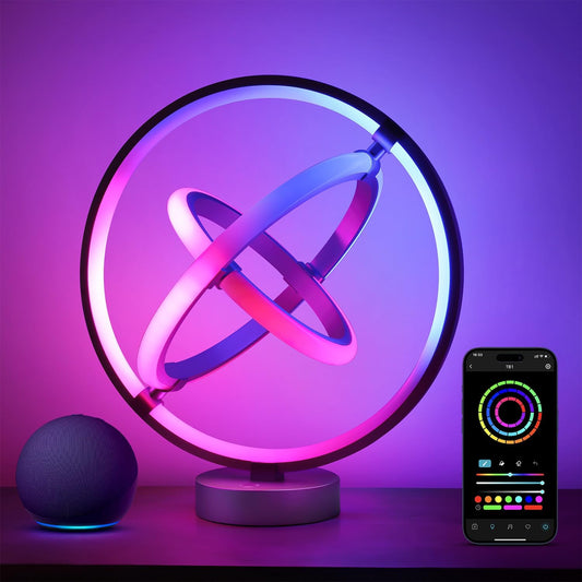 Lepro TB1 AI Smart Table Lamp, RGB+IC Addressable Color Changing Desk Light Alexa Google Enable, Music Sync Unique Cool LED Lamps for Game Room Decor Ambient Lighting, APP Control No Remote, 2.4 GHz