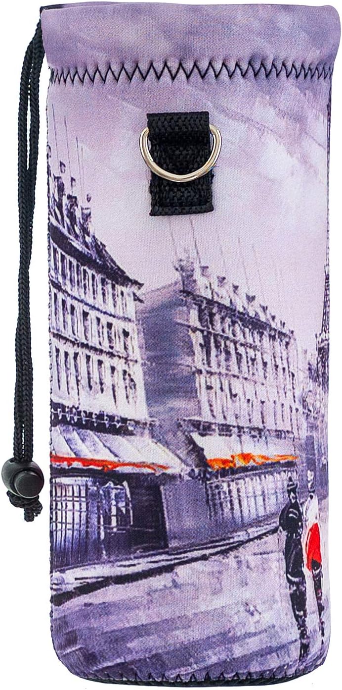 Neoprene Water Bottle Carrier Bag with Adjustable Shoulder Strap for Men Women Walking Hiking,Portable Insulated Holder Case for Stainless Steel/Glass/Plastic Bottles
