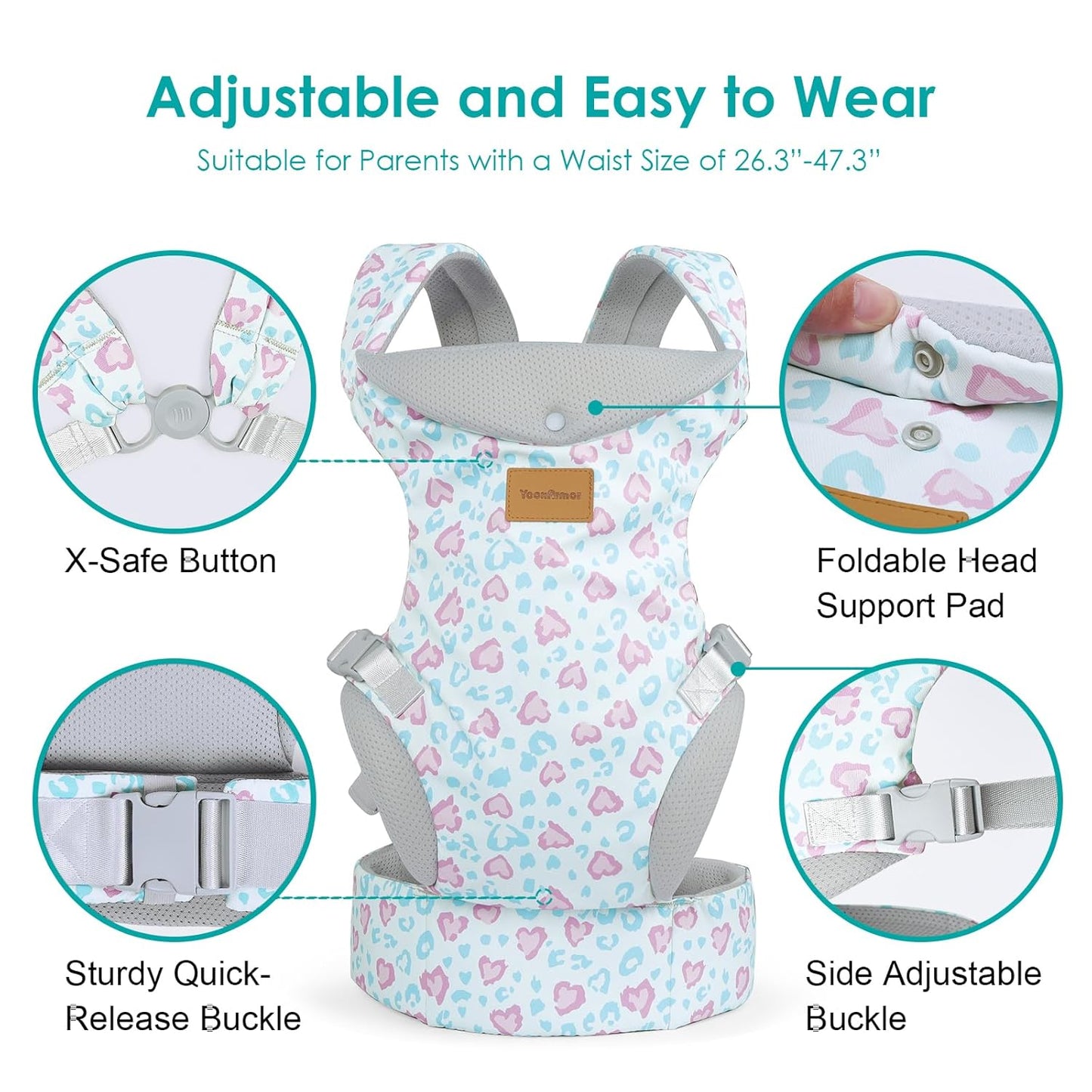 Baby Carrier Newborn to Toddler, Ergonomic Adjustable Toddler Carriers for 7-66 Lbs, Cozy Lightweight Infant Carrier with Neck Support, Baby Holder Carrier with Lumbar Support for Mom Dad