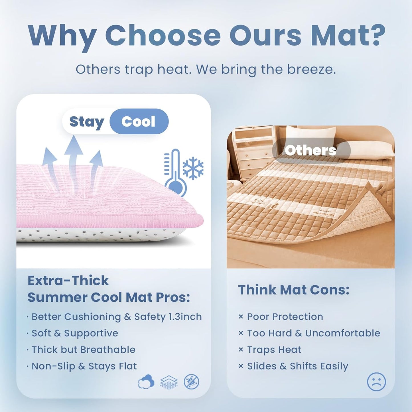 Baby Play Mat for Summer, 1.3 Thick Extra Large Memory Foam Cooling Floor Tummy Time Mat, Soft & Breathable, Non-Slip Rectangular for Toddlers’ Playtime & Rest(Pink,79"x118")