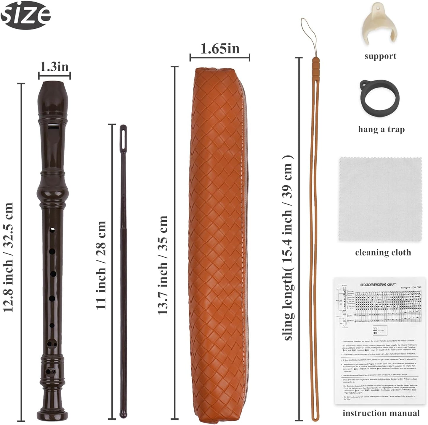 Recorder Instrument for Beginner Adults,8-Hole Soprano Descant Recorder Music Flute with Cleaning Rod & Case Bag For Home Entertainment(6-Woven Brown)