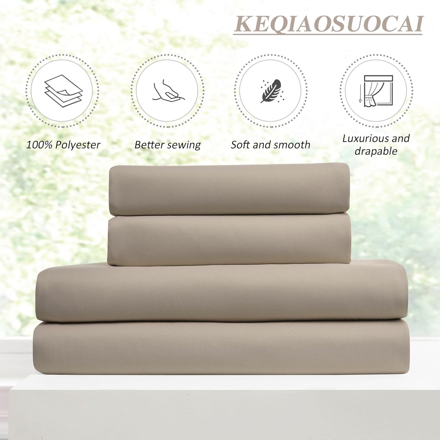 KEQIAOSUOCAI Pinch Pleated Window Curtain Panels 96 Inches Long Light Blocking Solid Ceiling Floor Pleated Curtains Hooks Track Privacy Memory Shape Drape for Living Room,Khaki,40x96, Set of 2