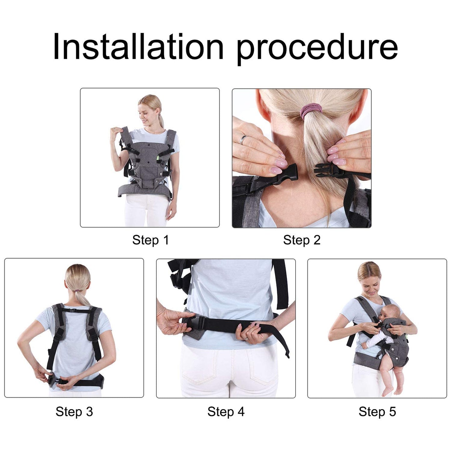 Baby Carriers Newborn to Toddler,Baby Carrier Wrap,Cozy Baby Holder Carrier Lightweight,Adjustable Baby Sling Support Carriers for Infant 7-45lbs Girl and Boy -All Positions,Shower Gift -Grey