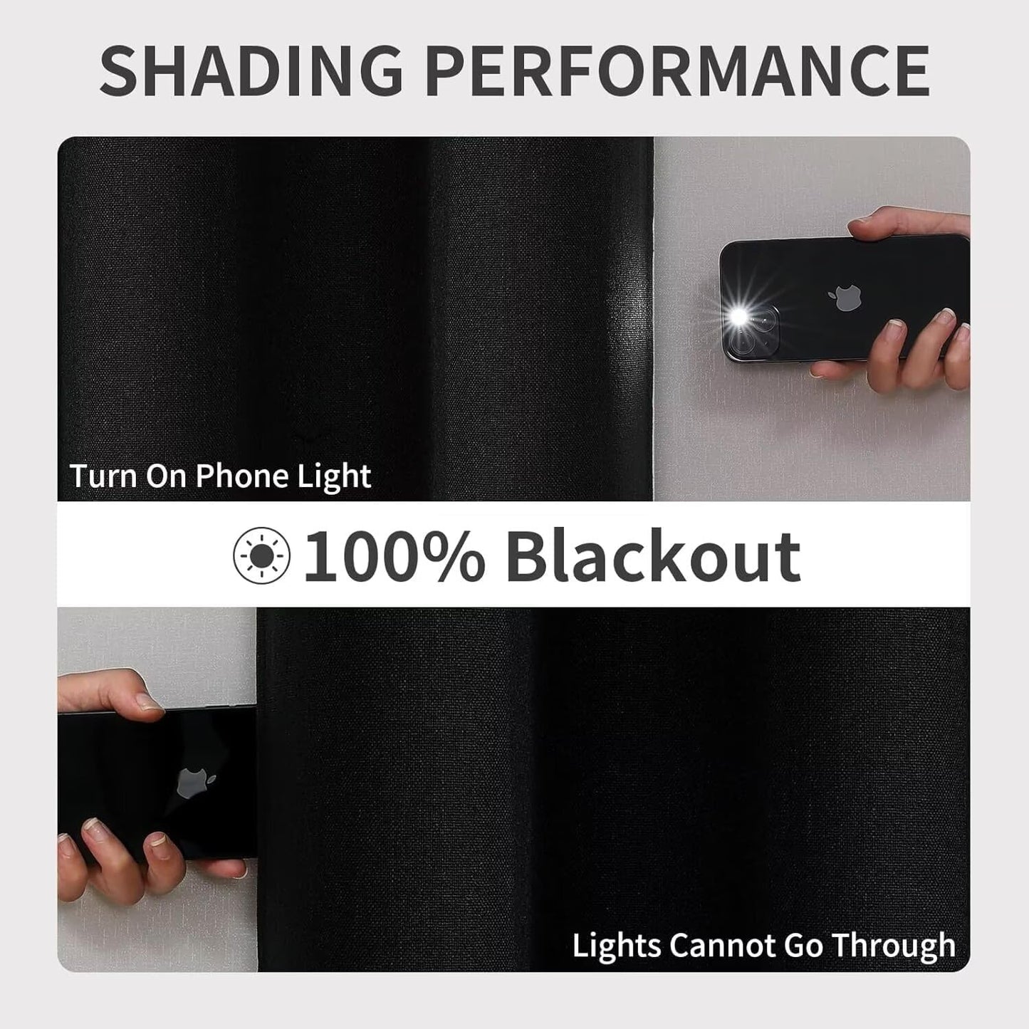 Joydeco Blackout Curtains 84 Inch Length, 1 Panel for Bedroom, Thermal Insulated Linen Black Out Curtains with Grommets (100x84)