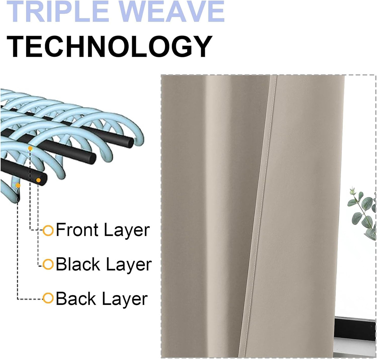 Simplebrand Ava Stone Short Blackout Curtains for Bedroom 45 Inches Long 2 Panels Set, Solid Thermal Insulated, Energy Saving Window Treatment Curtains Blackout Drapes, W40 x L45 Inch, Stone