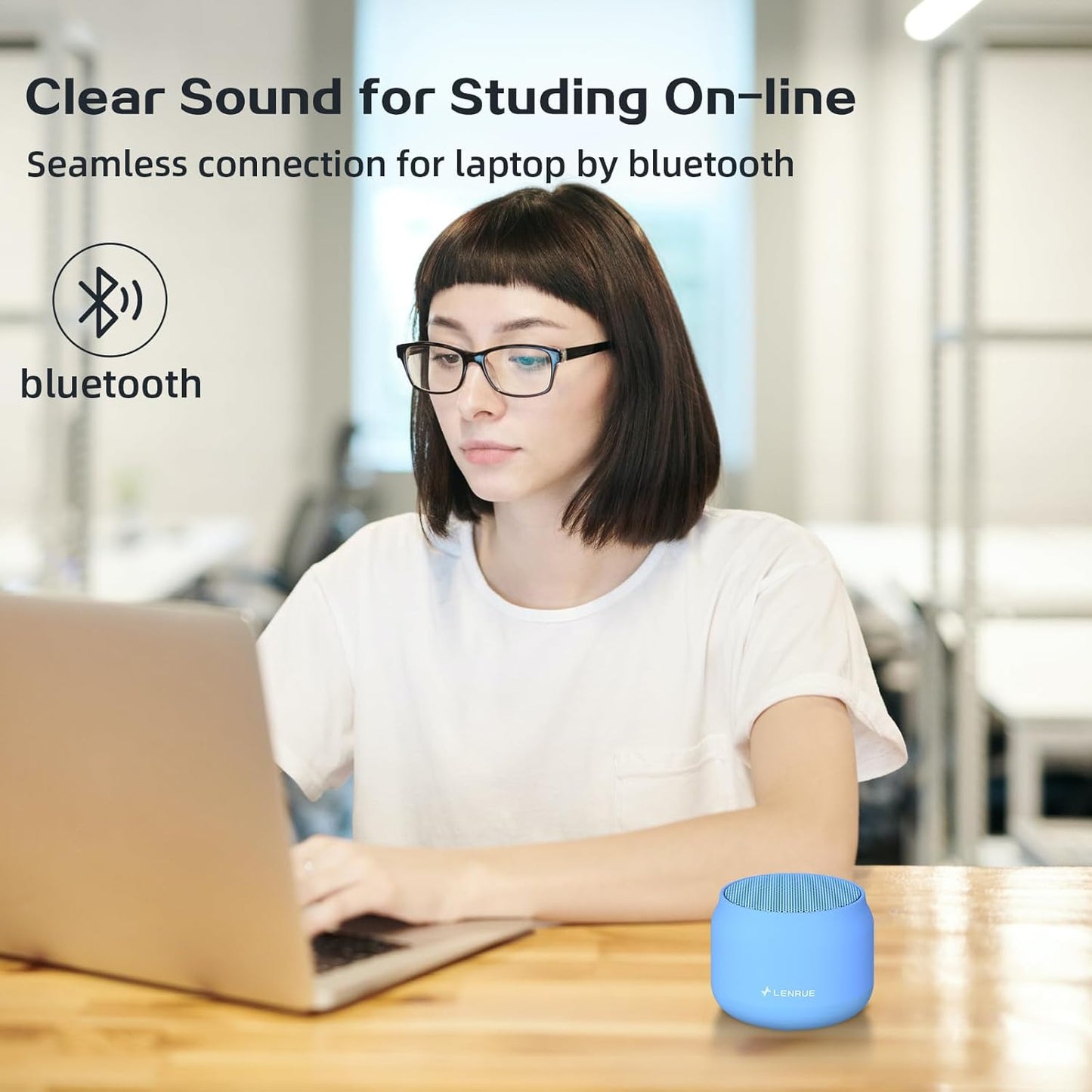 LENRUE Portable Bluetooth Speakers,Waterproof Wireless Speaker, Metal Small Speaker,5W Clear Crystal Sound,Long Playtime time, Colorful Light, Gift for Men and Women