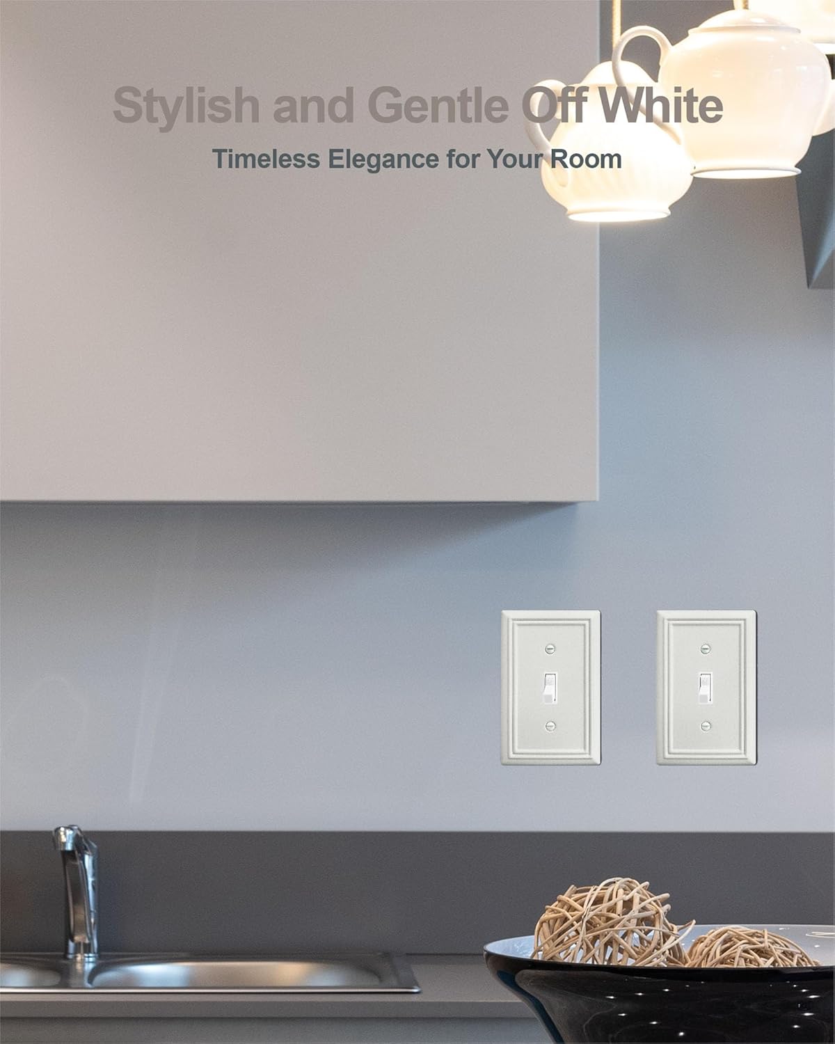 4-Pack Single Toggle Wall Plate, Metal Light Switch Cover, Decorative Off- White Switch Plate Cover, 3.15 * 4.88, Midsize