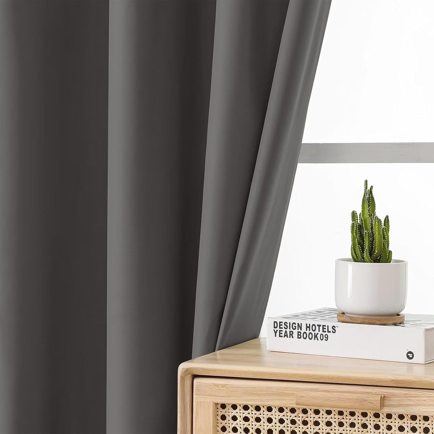 Joydeco Dark Grey Blackout Curtains 96 Inches Long for Bedroom, Room Darkening Black Curtains 96 Inches Long 2 Panels Set, Grommet Thermal Insulated 96 Inch Black Out Drapes 2 Panels for Bedroom