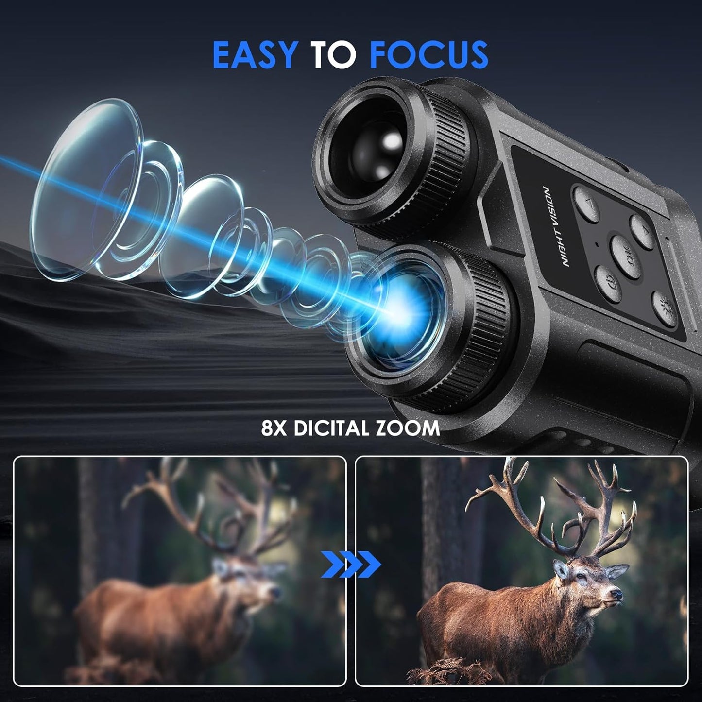 Night Vision Goggles,Compact Night Vision Binoculars,32GB Card Included, Photo/Video Capture,Outdoor tools for Education, Wildlife Watching,Gifts for Boy, Gifts for Men, Gifts for Father (Pearl Black)