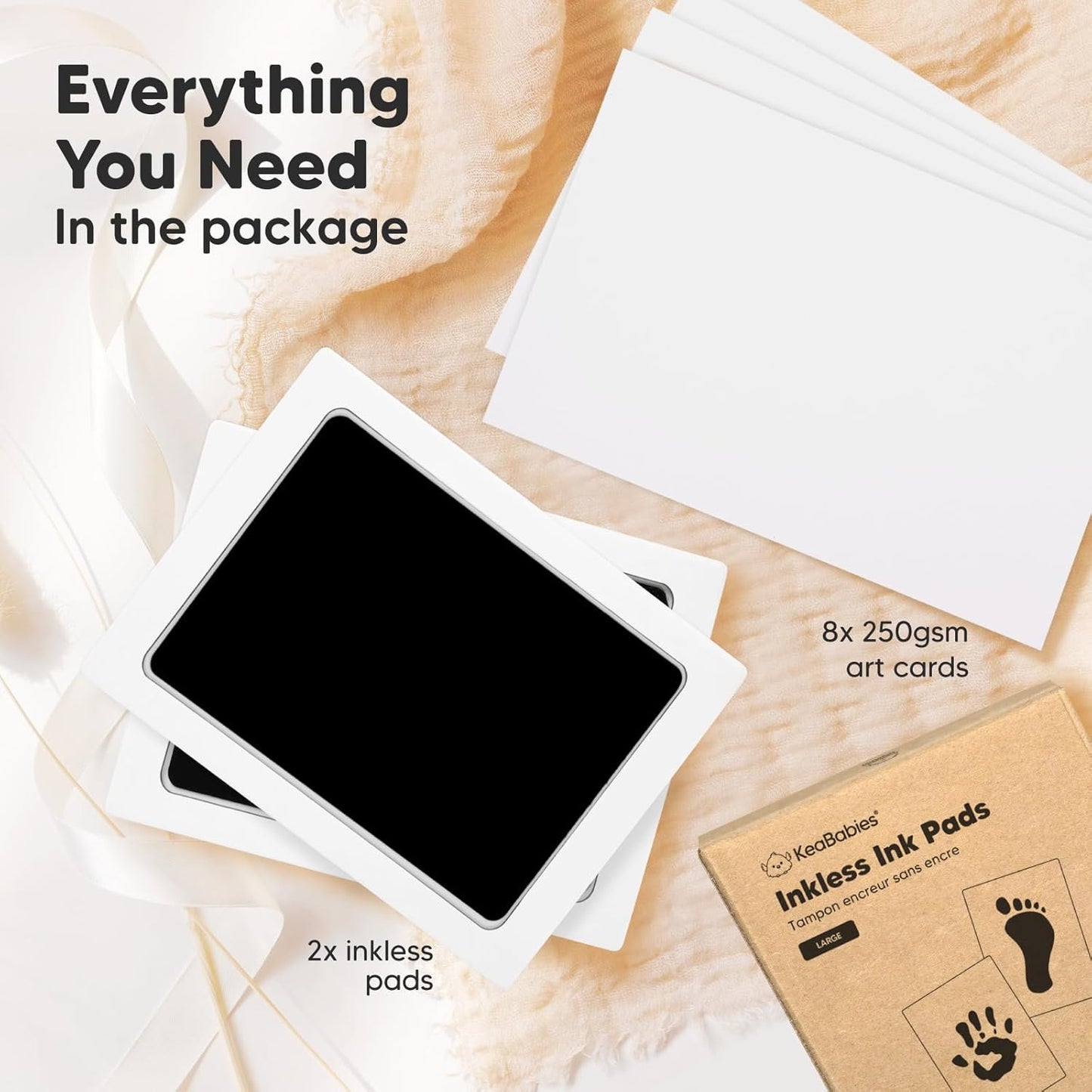 2-Pack Inkless Baby Hand and Footprint Kit - Mess Free Ink Pad for Newborn Keepsake, Dog Nose & Paw Print Kit, Clean Touch Ink Pad for Baby Hand & Footprints, Ideal New Mom Gifts (Jet Black, L)