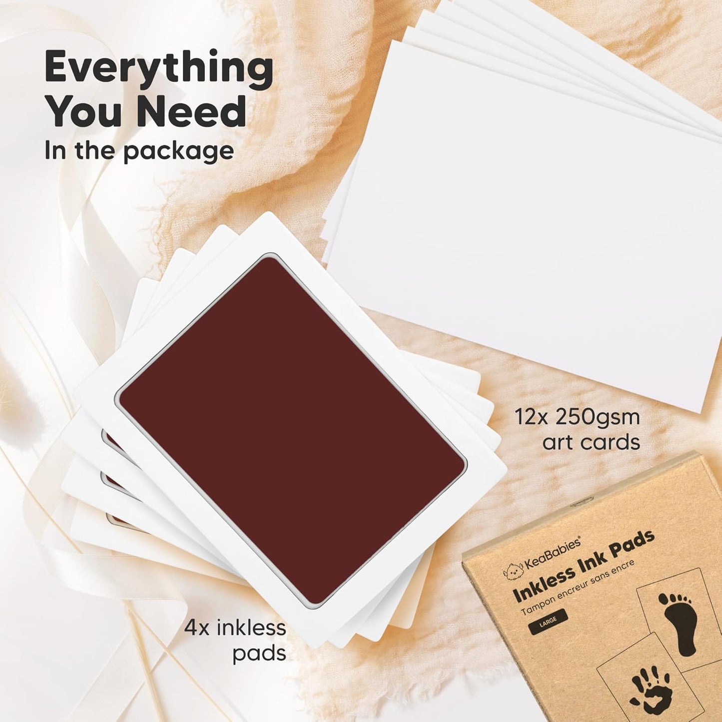 4-Pack Inkless Baby Hand and Footprint Kit - Mess Free Ink Pad for Newborn Keepsake, Dog Nose & Paw Print Kit, Clean Touch Ink Pad for Baby Hand & Footprints, Ideal New Mom Gifts (Auburn, L)