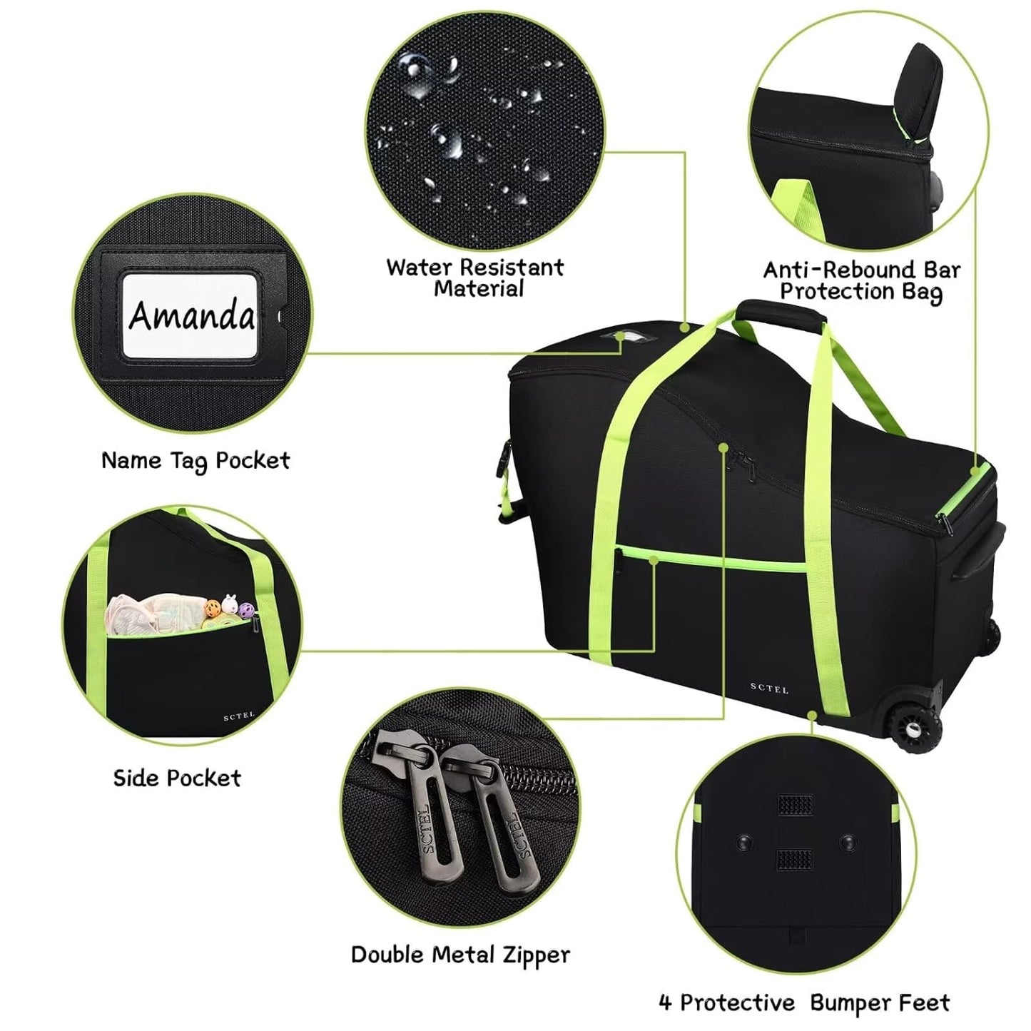 Baby Car Seat Travel Bag Fit Chicco Keyfit 35 and Anti-rebound Bar Base, Doona Car Seat Stroller and Base, Nuna Pipa Travel Bag, Infant Car Seat Bags for Air Travel, Doona Travel Bag