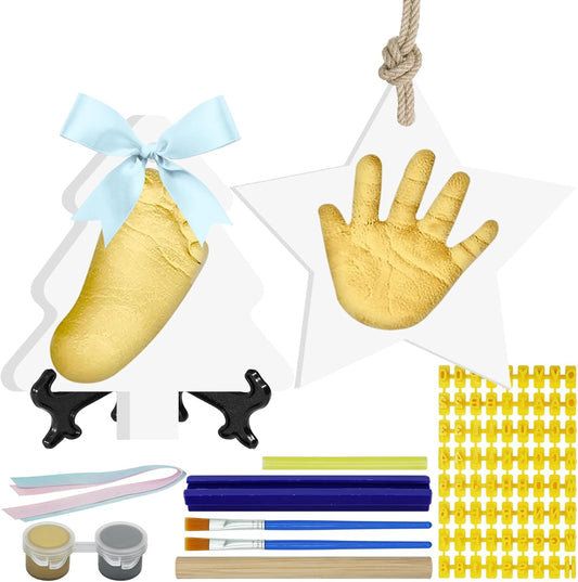 Baby Hand & Footprint Keepsake Kit - Personalized Handprint Footprint Ornament for Newborn Babies, New Mom Gifts, Baby Shower & Registry, Nursery Picture Frame, Pet Paw Print Ornament