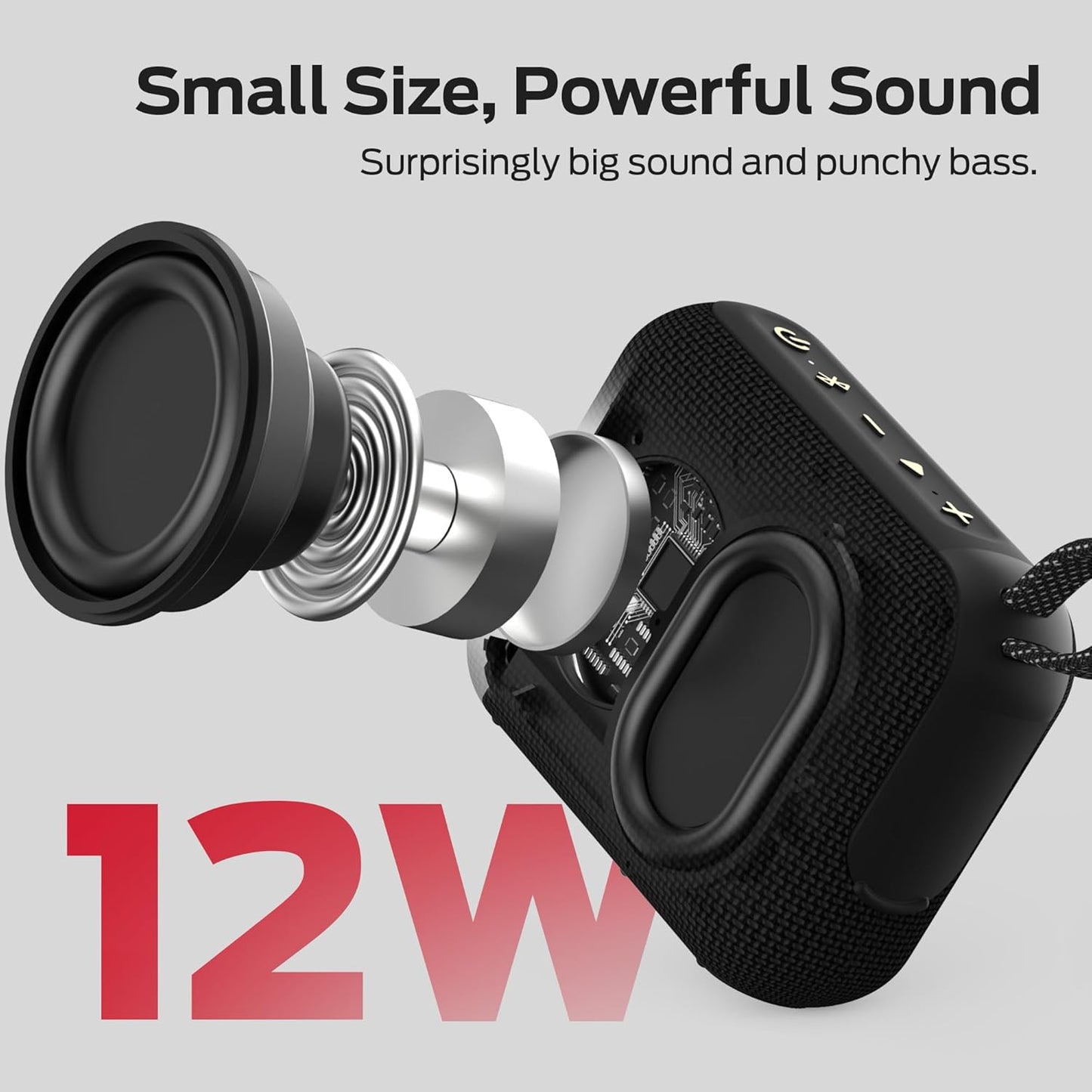 Monster Cube 1 Portable Bluetooth Speaker, IPX7 Waterproof, Bluetooth 6.0, 20H Playtime, Powerful Stereo Sound, Speaker for Home, Outdoors and Travel, Black