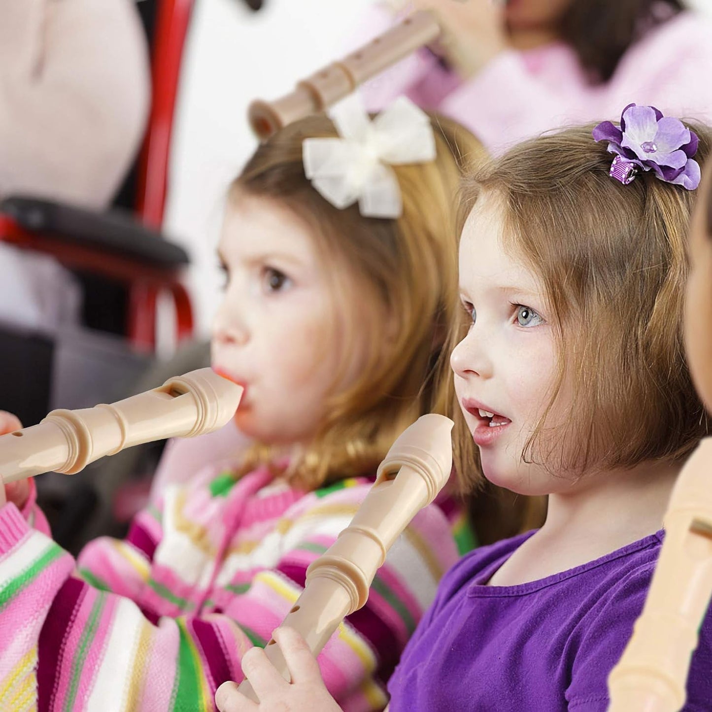 SANNIX 4 Pack Recorder Instrument, 8 Hole German Style Soprano Recorder for Beginner, Recorder With Cleaning Rod, School Student Music Instrument (Ivory)