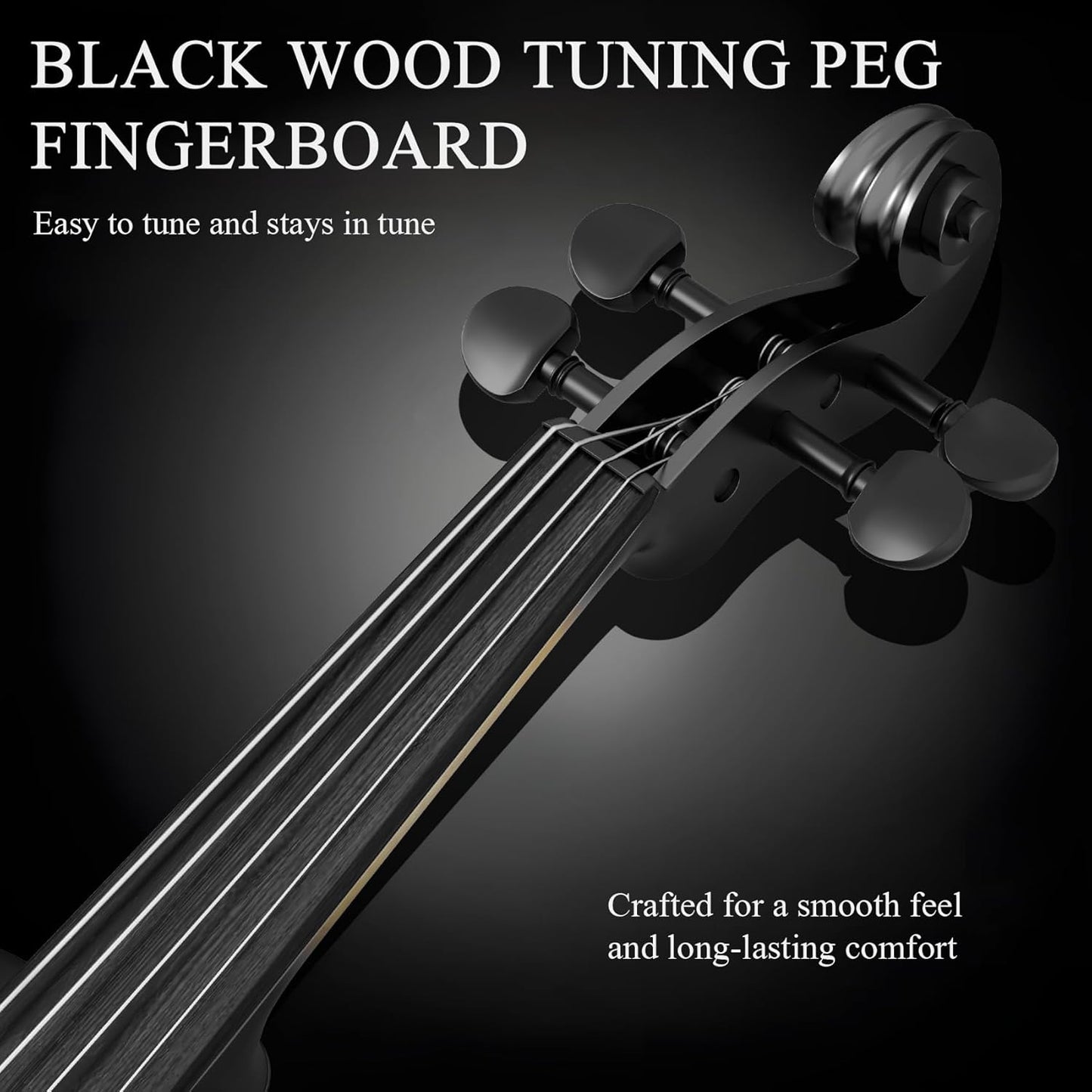 Beginner Violin 4/4, Full Size Violin for Adults, Teens, Student, Acoustic Fiddle Kit with Hard Case, Bow, Rosin, Bridge, Learners Age 12+ (Black)