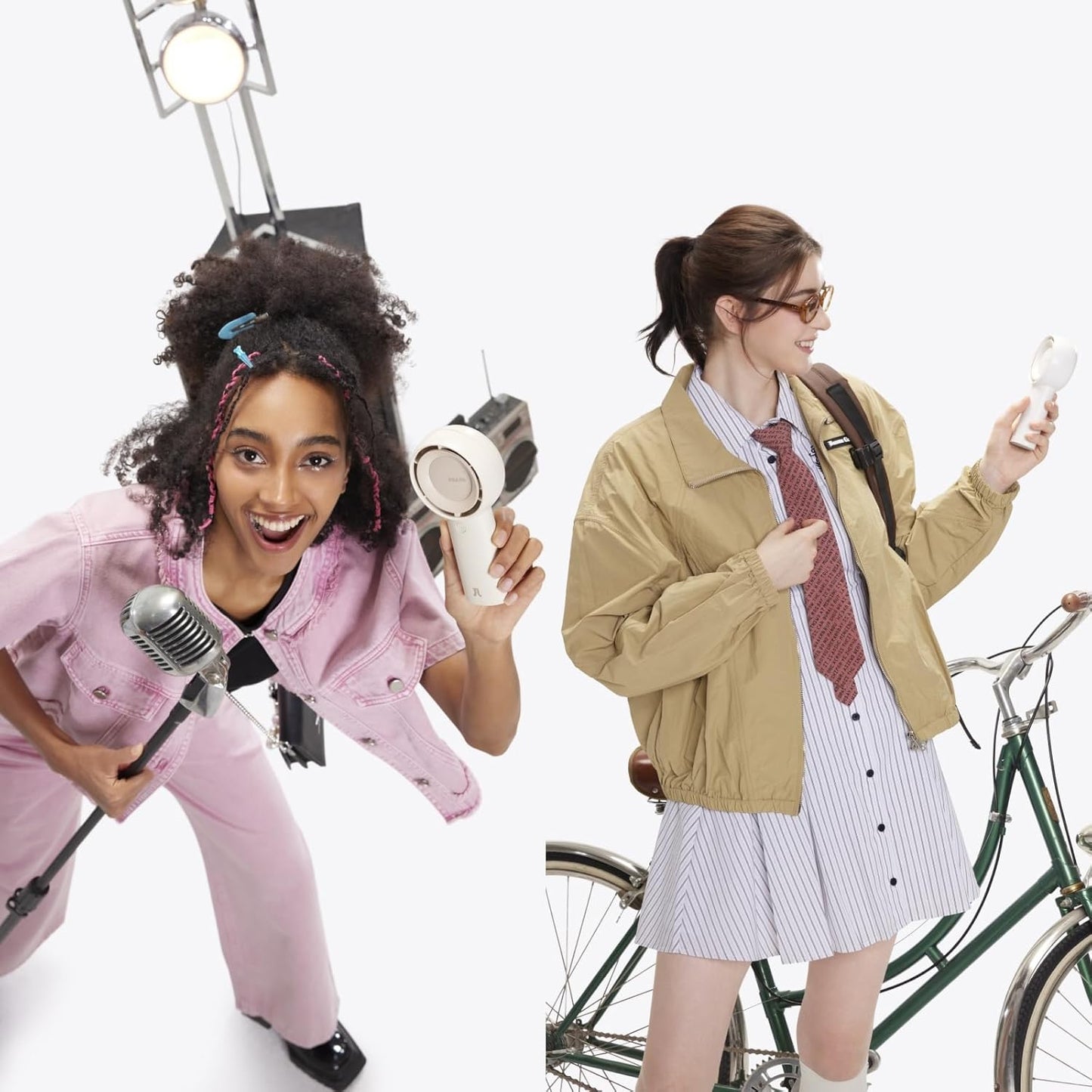 JISULIFE Handheld Portable Turbo Fan [16H Max Cooling Time], 4000mAh USB Rechargeable Personal Battery Operated Mini Small Pocket Fan with 5 Speeds for Travel/Outdoor/Vacation/Concerts - Brown