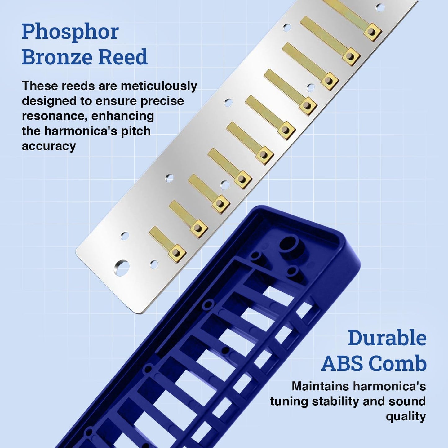 Harmo Polar Diatonic Harmonica Key of D, Paddy Richter Tuning - Specialized for Irish, Bluegrass, Celtic, and Folk Music, Mouth Organ With Case, Harmonica for Kids, Adults, Beginners & Professionals