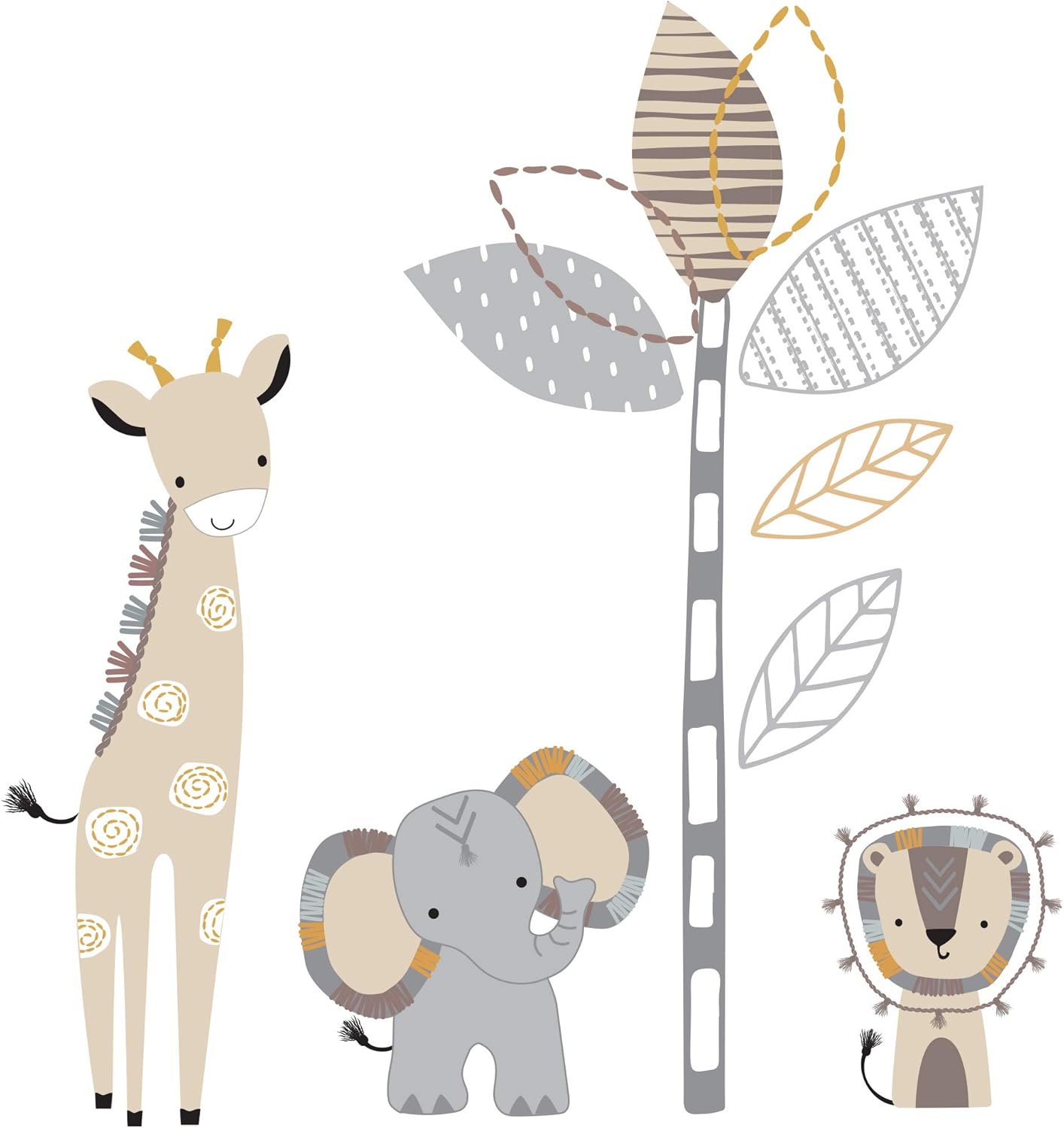 Lambs & Ivy Jungle Safari Gray/Tan Elephant/Giraffe Nursery Wall Decals/Stickers
