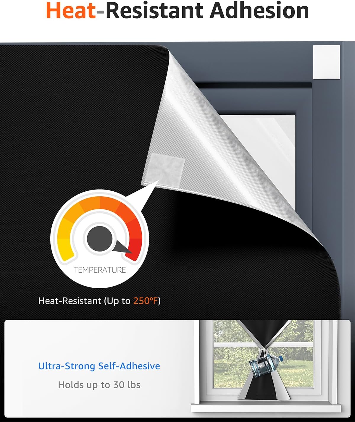 Sumobaby Blackout Curtains for Bedroom Portable 132”x59”Black Out Window Cover with Heat-Resistant Hook&Loop Tape,100%Blackout Shades,NoDrill Blinds for Windows DIY Cut Fit for Nursery&Dorm Room,Black