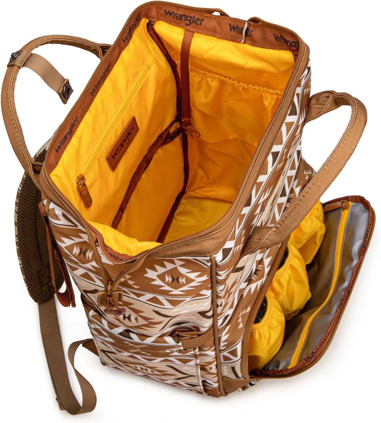 Wrangler Aztec Backpack Multifunction Baby Travel Bag with Changing Pad, Stroller Straps and Pacifier Case WG2204-91103TN