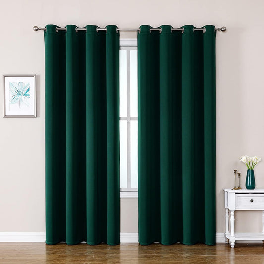 ChrisDowa Blackout Curtains 90 Inches Long 2 Panels Set for Living Room, Grommet Thermal Insulated Room Darkening Curtains for Bedroom (Forest Green, 52 x 90 Inch)