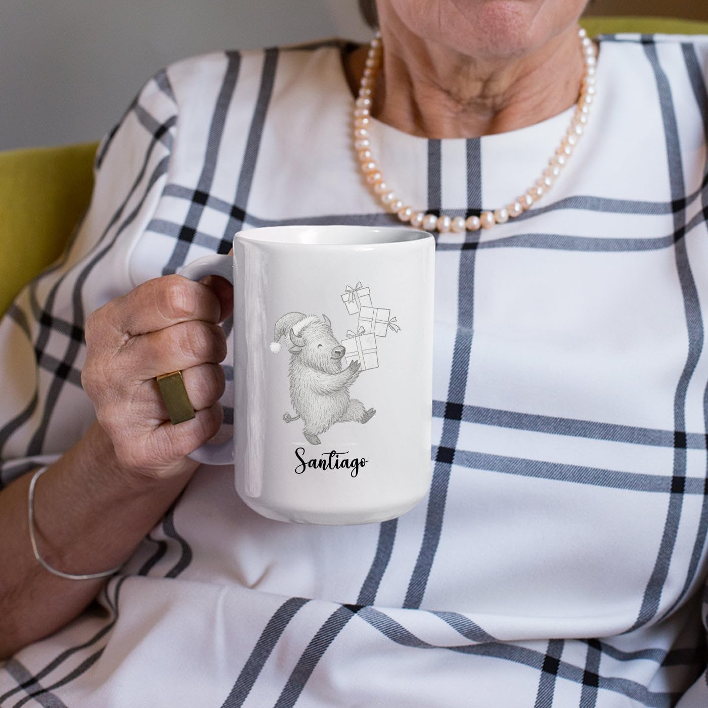 Unique Bison White Coffee Cup Gift For Thanksgiving Anniversary, Personalized Bison Lover Accent Ceramic Mug Gift For Men Women Friends Coworkers, Customized Choose Name Animal Coffee Mug 11 Oz 15 Oz