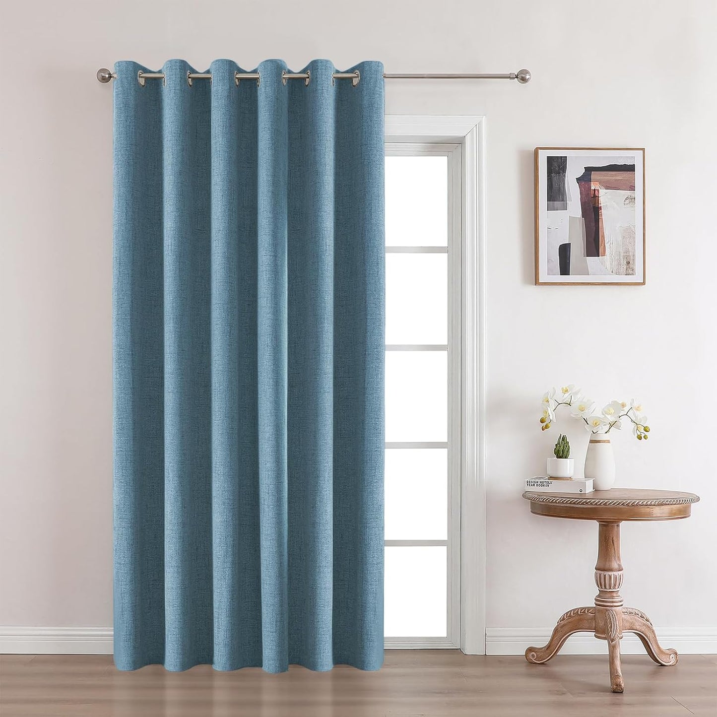 Joydeco Custom Light Blue Textured Total Blackout Curtain for Bedroom and Living Room. Grommet Textured Thermal Insulated Room Darkening Curtain 1 Panel (Custom Size and Color)