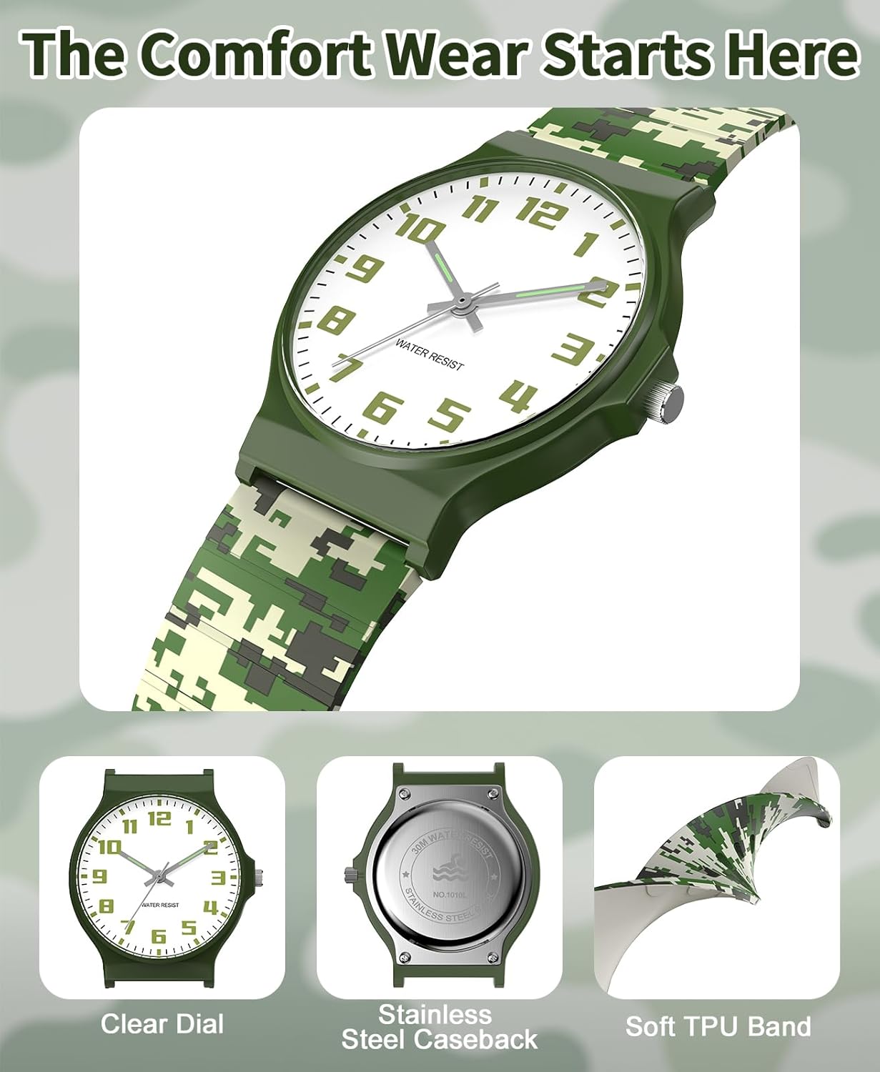 Kids Analog Watch Boys Girls, 30M Waterproof, Sports Watch for Boys, Easy to Read Children's Thin Dial Wrist Watches with Soft Band, for Ages 5-15 Kids Great Birthday Gifts Christmas Day