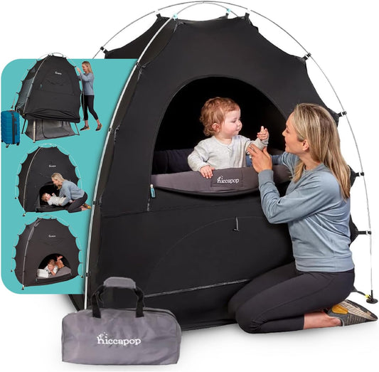 Hiccapop Daydreamer Blackout Tent for Pack and Play, Patented Portable Crib Tent, Blackout Canopy Crib Cover, Sleep Pod for Kids