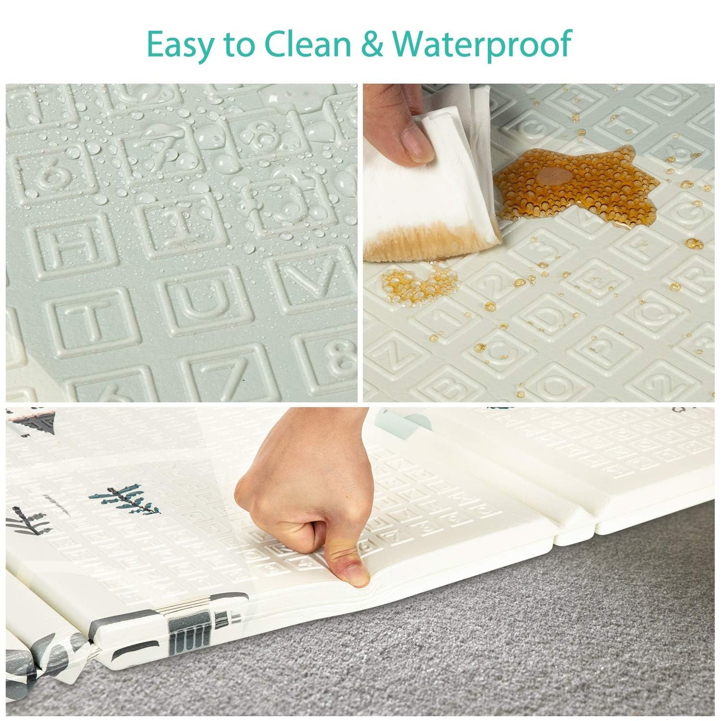 FLAGAV Baby Play Mat, 79x71inch Extra Large Folding Baby Crawling Mat, Waterproof Reversible Playmat Foam Non Toxic Anti-Slip Portable Kids Play Mat for Infant, Toddler