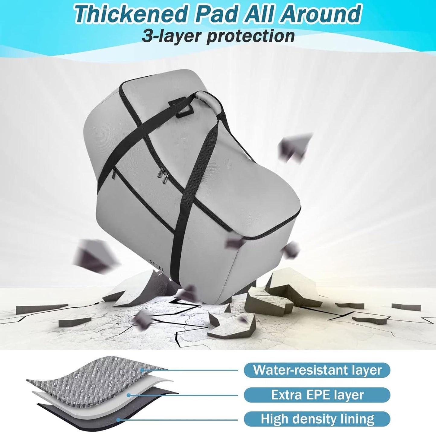 Car Seat Travel Bag Fit All Nuna Pipa Car Seat and Base, Doona Infant Car Seat Stroller, Padded Car Seat Bags for Air Travel, Airplane Carrier Bag with Side Pocket, Protective Feet, Storage Bag