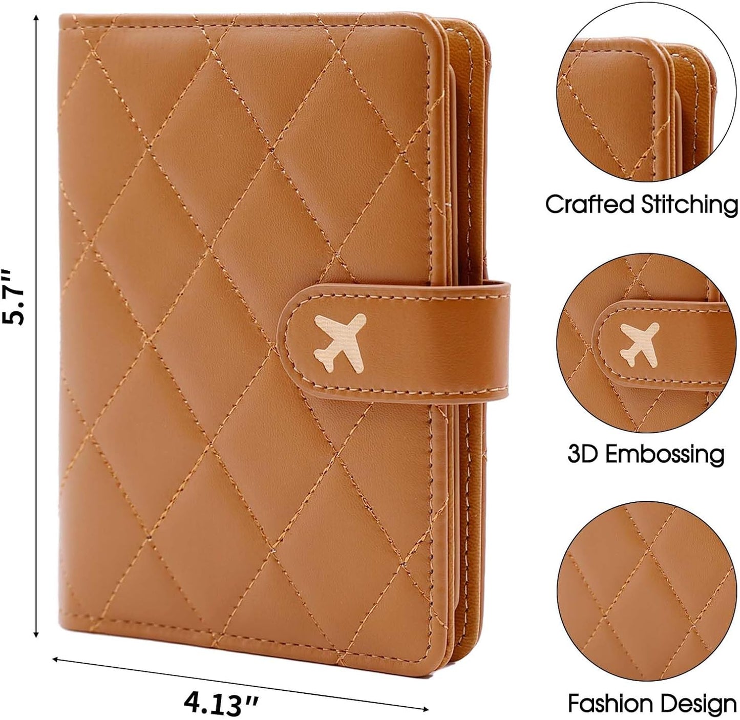 Melsbrinna Rfid Passport Holder for Travel women/Men, Cute Passport Wallet Rfid Blocking Card Slots, Rfid Passport Cover/CaseTravel Wallet, Passport Book Holder (1, LG BROWN)