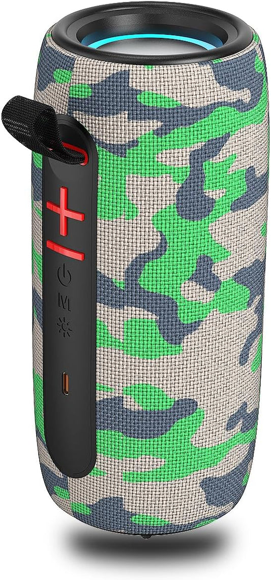 Portable Wireless Bluetooth Speaker: IPX6 Waterproof Audio,fm Radio,Loud USB/TF/AUX Play,LEDlights,TWS interconnected Stereo,Outdoor/Travel/Camping/Riding/Family/Party/Celebration