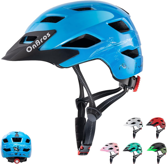 OnBros Kids Bike Helmet - Bike Helmets for 5-14 Boys or Girls with Visor, Children Bicycle Helmet for Skateboard Mountain Scooter Road Cycling, Lightweight and Adjustable 50-57CM