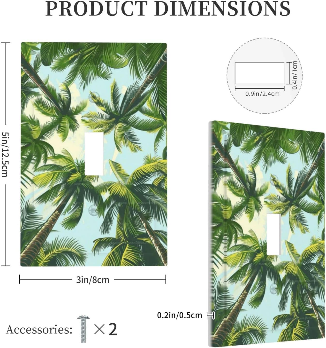 Summer Sky Coconut Palms Trees Green Plants Leaf Decorative Light Switch Cover 1 Gang Single Toggle Device Electrical Faceplate Switchplates Decorator Outlet Wall Plate for Bed Room Living Room Decor