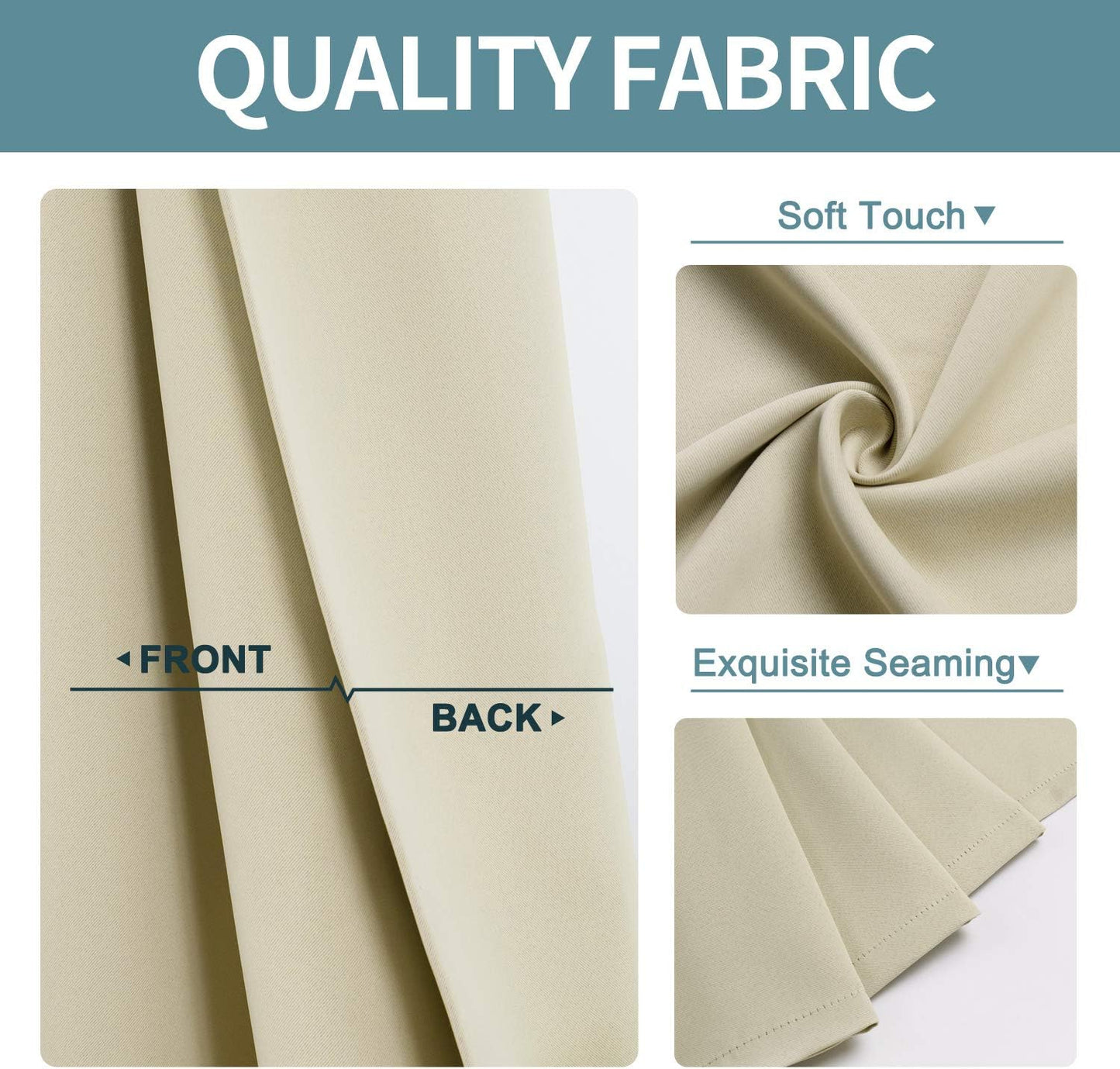 ChrisDowa Blackout Curtains 78 inches Long for Bedroom - 2 Panels Set Grommet Thermal Insulated Room Darkening Curtains for Living Room (Beige, 42 x 78 Inch)