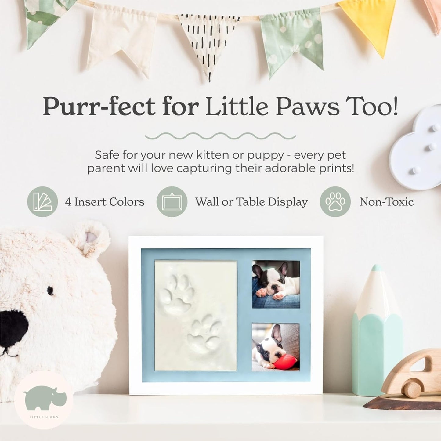 Little Hippo Baby Footprint Kit & Keepsake | Baby Handprint Kit | Baby Hand and Footprint Kit (Alpine White, Standard)