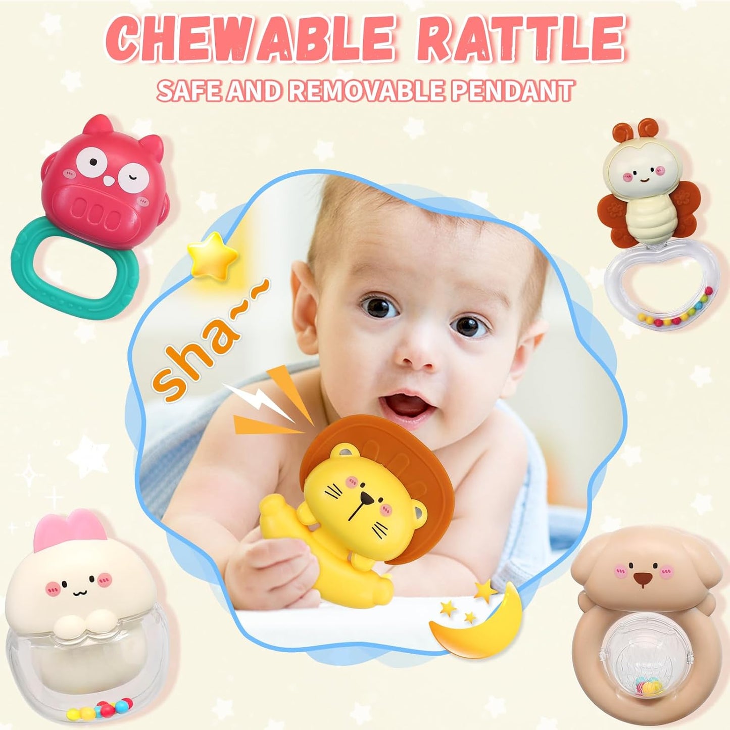 Baby Crib Mobile with Night Lights and Music,Hanging Mobile for Crib Bassinet with Rotation, Projection,Remote Control,Babies Crib Toys for Nursery Newborn Infant Boys Girls (Pink)