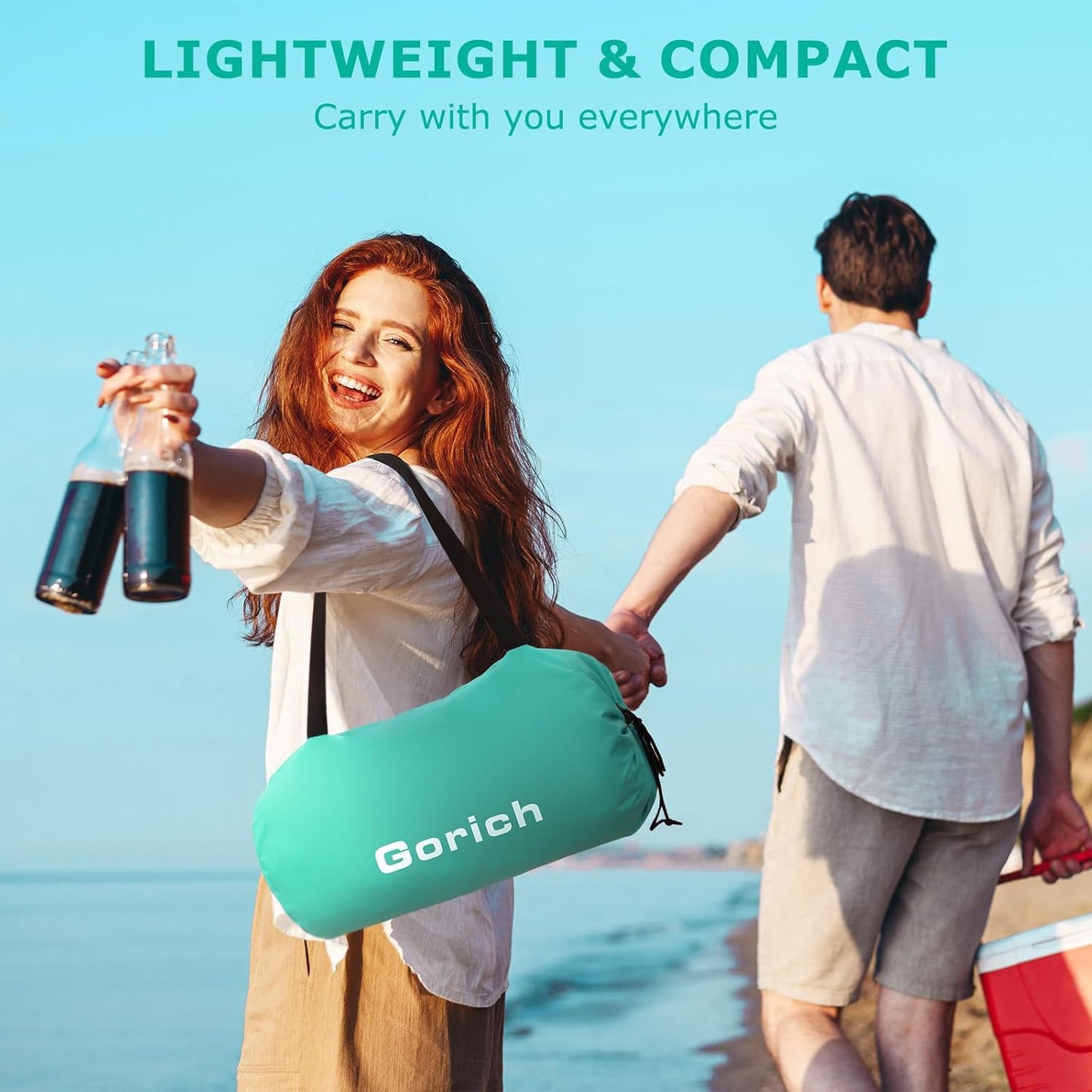 Gorich Portable Beach Tent for 3/4-5/6-7 Person with UPF 50+ UV Protection, Lightweight & Foldable Sun Shelter with 5 Sand Bags, Easy Setup Windproof Beach Umbrella Sun Shade