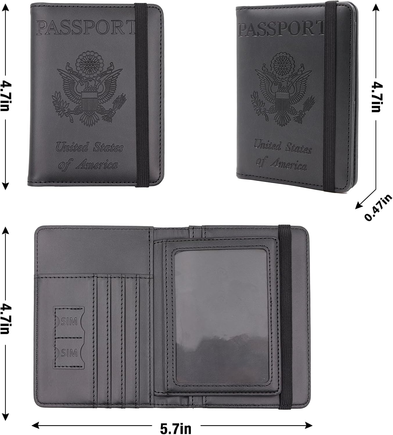 Melsbrinna Rfid Passport Holder for Travel women/Men, Cute Passport Wallet Rfid Blocking Card Slots, Rfid Passport Cover/CaseTravel Wallet, Passport Book Holder (1, Black3)