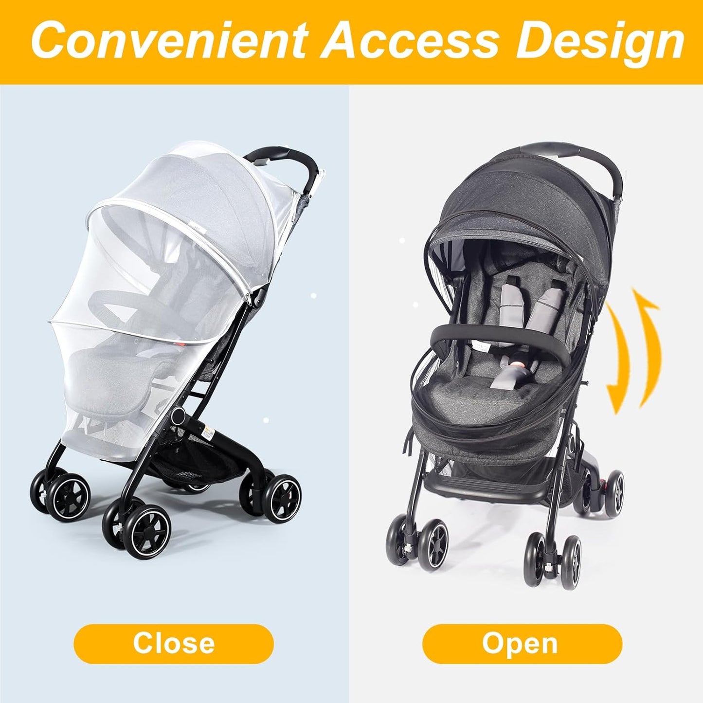 Mosquito Net for Stroller, Universal 3D Baby Bug Net with Two-Way Zippers & Storage Bag, Breathable & Foldable Netting for Stroller,Cradle（White）